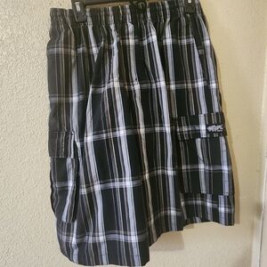 Small Black and White Plaid Men's Shorts